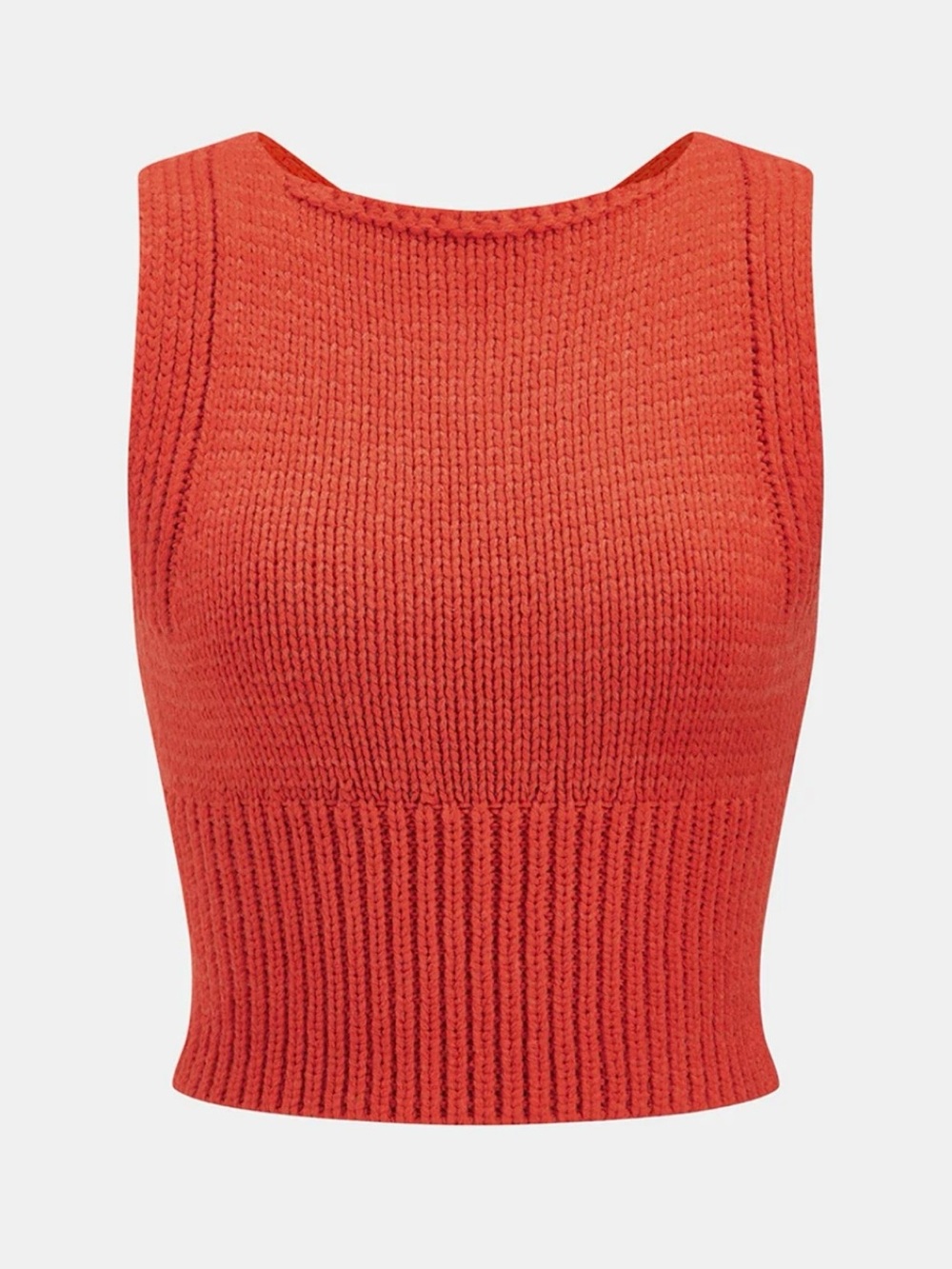 Crisscross Back Cropped Knitted Tank Top - small